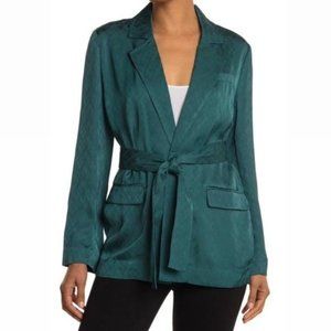 Equipment Teal Satin Tie-Waist Blazer